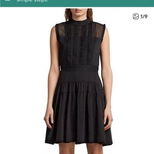All Saints Black Myra sleeveless dotted Mini Dress